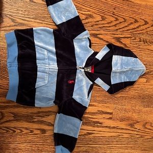 2-piece Ralph Lauren Navy & Light Blue Velour Tracksuit 12 Month